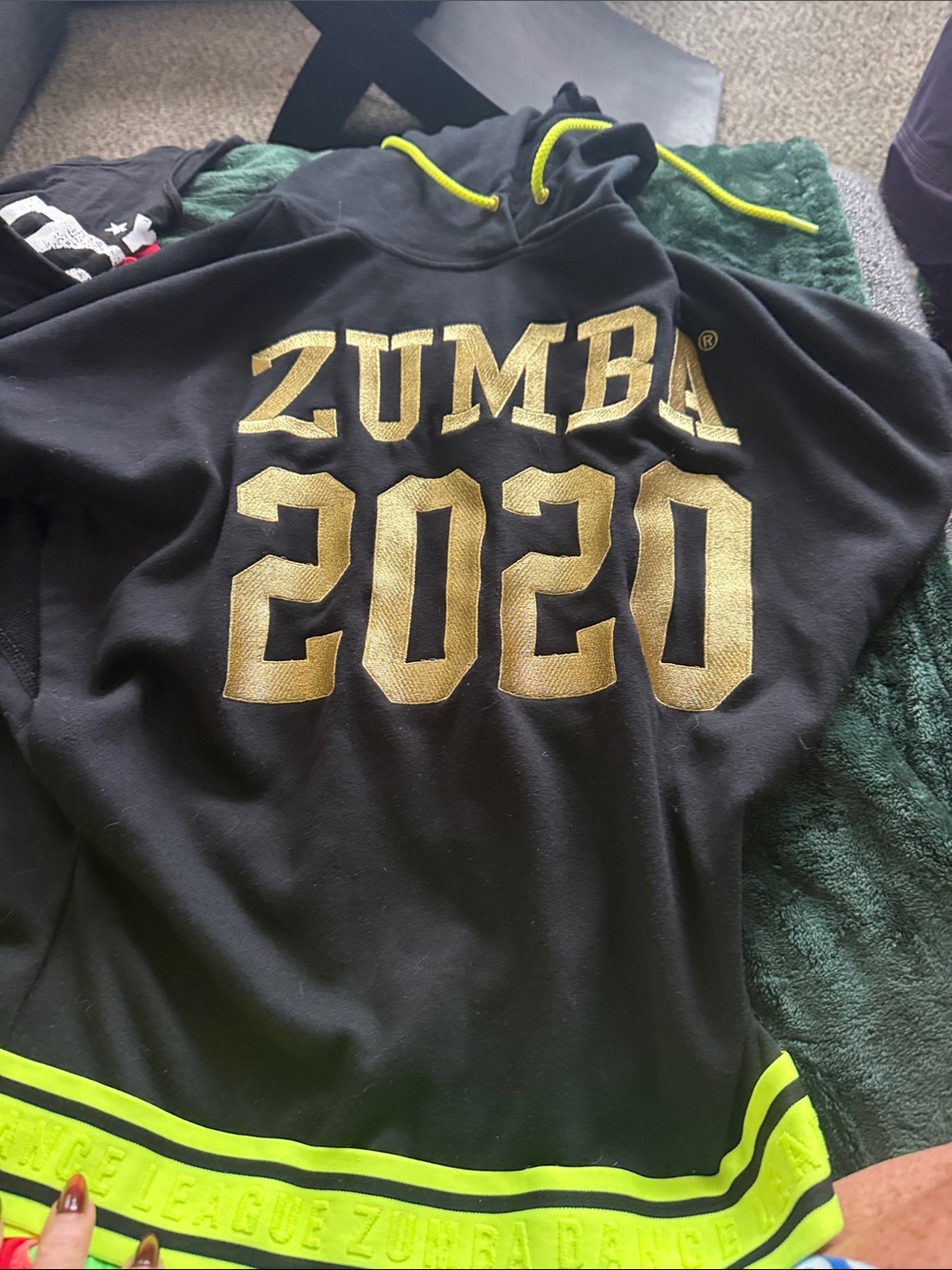 Zumba Fitness Women's Black Hoodie with Gold '2020' Print